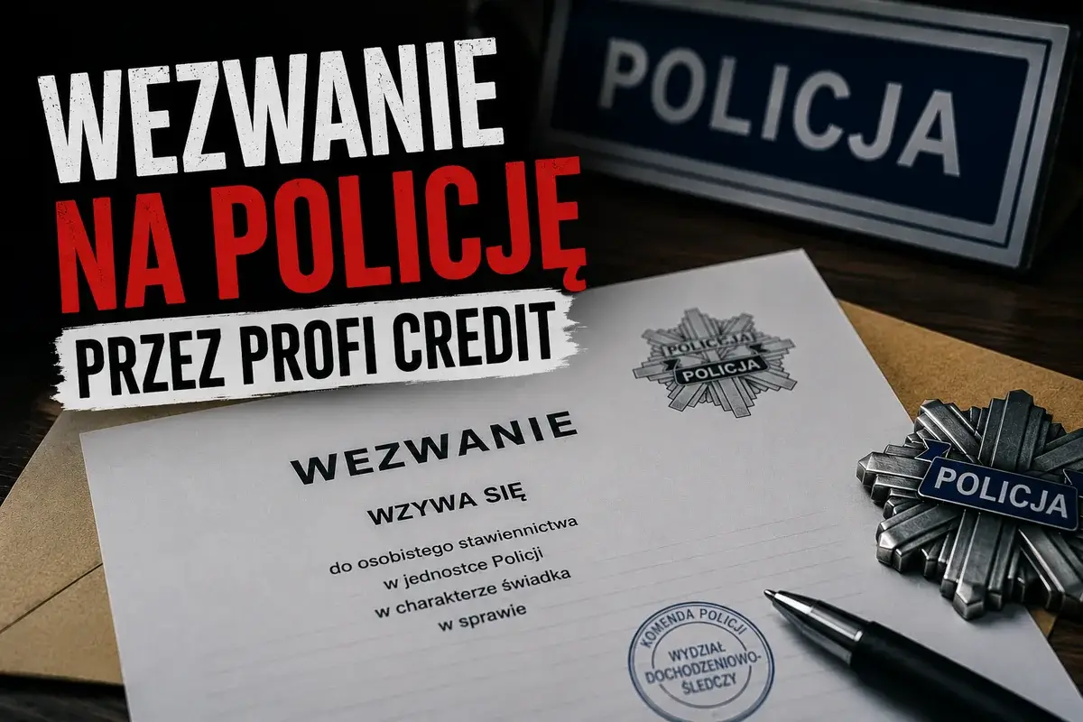 Wezwanie na policję w sprawie zgłoszonej przez Profi Credit